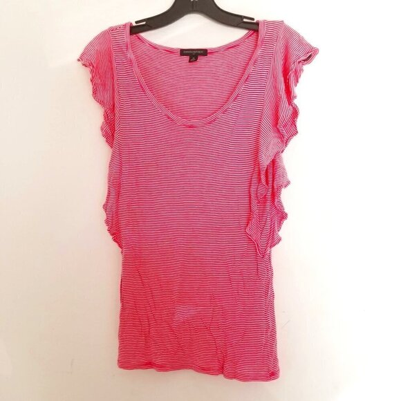 Banana Republic Striped Flutter Ruffle Sleeve Top - Picture 1 of 7